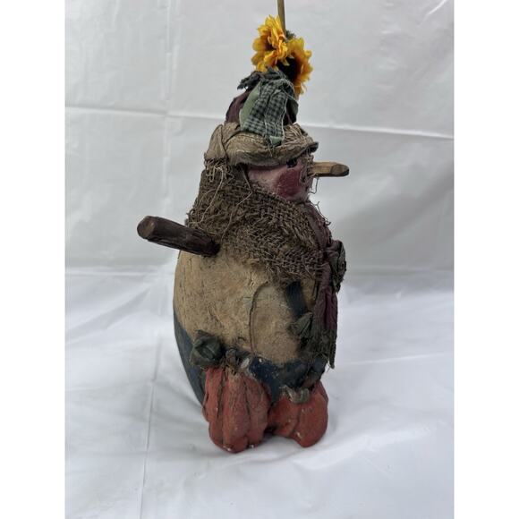 Arlene Wobler Primitive Folk Art Snowman Chalkware Sunflower Floral Scarecrow - Picture 2 of 6